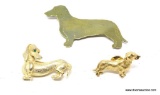 DOGGY BROOCH LOT!!! INCLUDES 2 DACHSHUND BROOCHES AND 1 DACHSHUND PIN