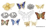 BUTTERFLY LOT! INCLUDES ASSORTED STYLES OF BUTTERFLY BROOCHES AND 2 MATCHING BIRDS NEST BROOCHES