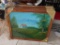 (BASE-STAIR-RM) 5 FRAME NEW OIL ON BOARD LANDSCAPES IN MAPLE FRAMES- STILL HAVE CARDBOARD CORNERS-