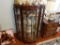 (BR) ANTIQUE ENGLISH MAHOGANY DECO BOW SIDE AND FRONT CURIO- EXCELLENT CONDITION READY FOR THE HOME-