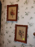 (HALL) PR. FRAMED FLORAL PRINTS IN MAPLE FRAMES- 6