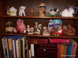 (DEN) SHELF LOT- MUSICAL SNOW GLOBE, CERAMIC CHICKEN ON A NEST, VINTAGE HOWDY DOODY TALKING ALARM