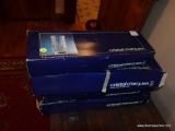 (DEN) SET OF 24 FRENCH CRYSTAL LONGCHAMP STEMWARE NEW IN BOXES-6 CHAMPAGNE FLUTES, 6 RED WINE, 6 TEA