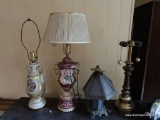 (BASE-STAIR RM) 4 VINTAGE LAMPS- 1 BRASS-27