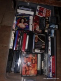 (BASE-STAIR-RM) TUB LOT OF DVD AND VHS MOVIES- MAMA MIA, BEACHES, DYNASTY, ETC.