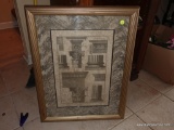 (BASE-STAIR-RM) FRAMED AND MATTED ARCHITECTURAL PRINT IN GOLD FRAME-20
