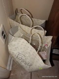 (BASE-STAIR-RM) 2 BAGS OF GLASSWARE- WINE GLASSES, COLLECTOR PLATES, ETC.