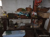 (STORAGE RM) WOODEN BENCH WITH VISE ( BRING HELP TO MOVE BENCH)- 28