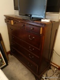 (BR) STANLEY FURNITURE CONTEMPORARY MAHOGANY FINISHED SEVEN DRAWER TALL CHEST.