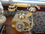 (BR) VINTAGE BRASS AND BAKELITE ROTARY DIAL FRENCH STYLE PHONE- 9