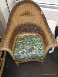 NATURAL AND BROWN WICKER ARMCHAIR