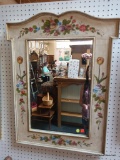 FLORAL PAINTED FRAMED MIRROR