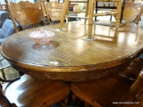 OVAL CARVED OAK PEDESTAL TABLE