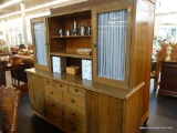 LARGE VINTAGE STORAGE CABINET WITH SHEER CURTAINS
