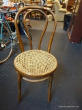 WOODEN PARLOR CHAIR WITH CANE SEAT