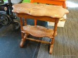 ANTIQUE PINE END TABLE WITH SHELF