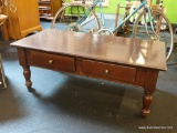 DOUBLE DRAWER DARK WOODEN COFFEE TABLE