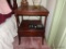 (LEFT BED) BRANDT SOLID MAHOGANY END TABLE- 1 DRAWER DOVETAILED, OAK SECONDARY-ORIGINAL FINISH- VERY