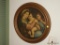 (LEFT BED) ROUND FRAMED PRINT ON BOARD OF MADONNA AND CHILD IN GOLD FRAME-20