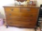 (RIGHT BED) SOLID QUEEN ANNE MAHOGANY 2 OVER 3 CHEST- RECEDED COLUMNED CORNERS- DOVETAIL DRAWERS