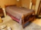 (UP BED) MAPLE WAGON WHEEL PATTERN TWIN BED- INCLUDES BOX SPRING, MATTRESS AND LINENS-41