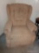 (DEN) LAZY BOY RECLINER- BEIGE UPHOLSTERY SHOWS WEAR ON LEFT ARM- 35