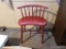 (DEN) RED PAINTED WOODEN VANITY STOOL- 20