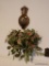 (DEN) 2 PC. COPPER WALL FOUNTAIN AND BASIN WITH ARTIFICIAL PLANT- 7