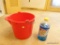 (DR) MOP, BUCKET AND NEW BOTTLE OF PINE SOL CLEANER