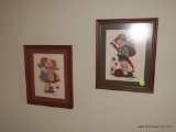 (LEFT BED) 4 FRAMED AND MATTED HUMMEL NEEDLEPOINTS- IN MAPLE FRAMES- 9