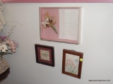 (RIGHT BED) 5 MINIATURE PICTURE FRAMES- SHADOW BOX WITH VERSE AND DRIED FLOWER, WATER COLOR OF IRIS