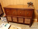 (UP BED) MID CENTURY MODERN PHILCO STEREO IN MAHOGANY CABINET- AM/FM RADIO AND TURNTABLE- GREAT TO