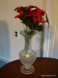 (DEN) HEAVY CUT GLASS DIAMOND PATTERN VASE-11