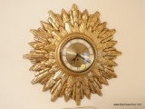 (DR) MID CENTURY MODERN GOLD STARBURST 8 DAY KEY WIND WALL CLOCK ( NO KEY)- 20