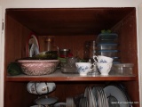 (KIT) CONTENTS OF TOP SHELF ABOVE OVEN- 2 SECTION DIVIDED LOBSTER DISH- ROYAL VALE BONE CHINA