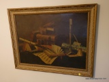 (OFFICE) PRINT ON BOARD STILL LIFE IN GOLD FRAME- 37