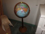 (OFFICE) POST 1980'S GLOBE ON WOOD AND METAL STAND-14