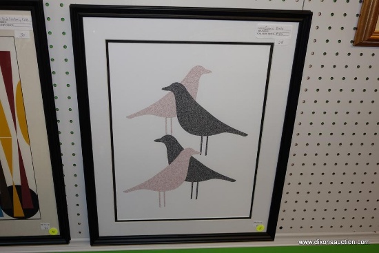 FRAMED AND MATTED EAMES BIRDS PRINT