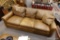 BROWN LEATHER PILLOW BACK SOFA