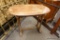 WOODEN OVAL TRESTLE BASE TABLE