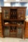 GLASS FRONT DARK WOOD HUTCH/BUFFET