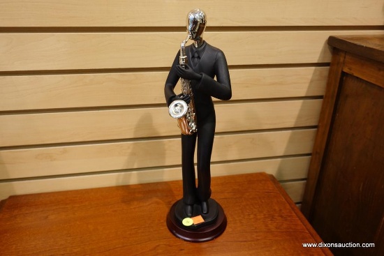 BLACK AND CHROME MUSIC MAN FIGURINE