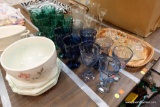 BLUE AND GREEN GLASS LOT