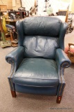 BRADINGTON-YOUNG TEAL LEATHER ARMCHAIR