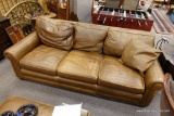 BROWN LEATHER PILLOW BACK SOFA