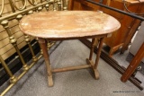 WOODEN OVAL TRESTLE BASE TABLE