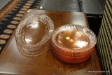 PINK VINTAGE GLASS PLATES AND PLATTER