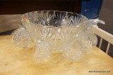 CUT GLASS PUNCHBOWL SET