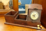 WOOD DRESSER ORGANIZER WITH CLOCK