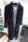 (MO) BLACK LEATHER FULL-LENGTH COAT WITH LEOPARD PRINT LINING; MADE BY J PERCY FOR MARVIN RICHARDS,